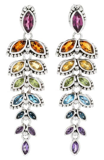 Samuel B. Sterling Silver Semiprecious Stone Drop Earrings In Silver/semiprecious Gems