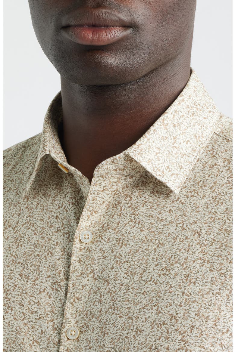 Button-Up Linen & Cotton Top, Alternate, color, BROWN