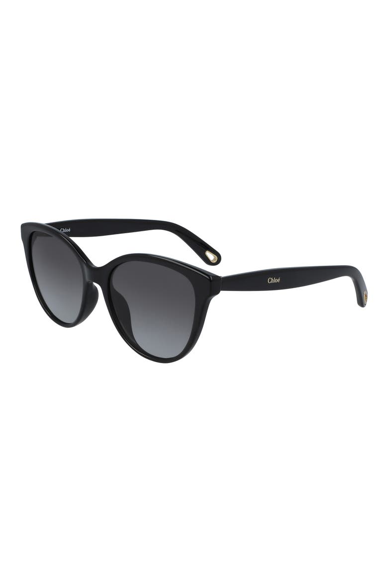 54mm Gradient Cat Eye Sunglasses, Alternate, color, BLACK
