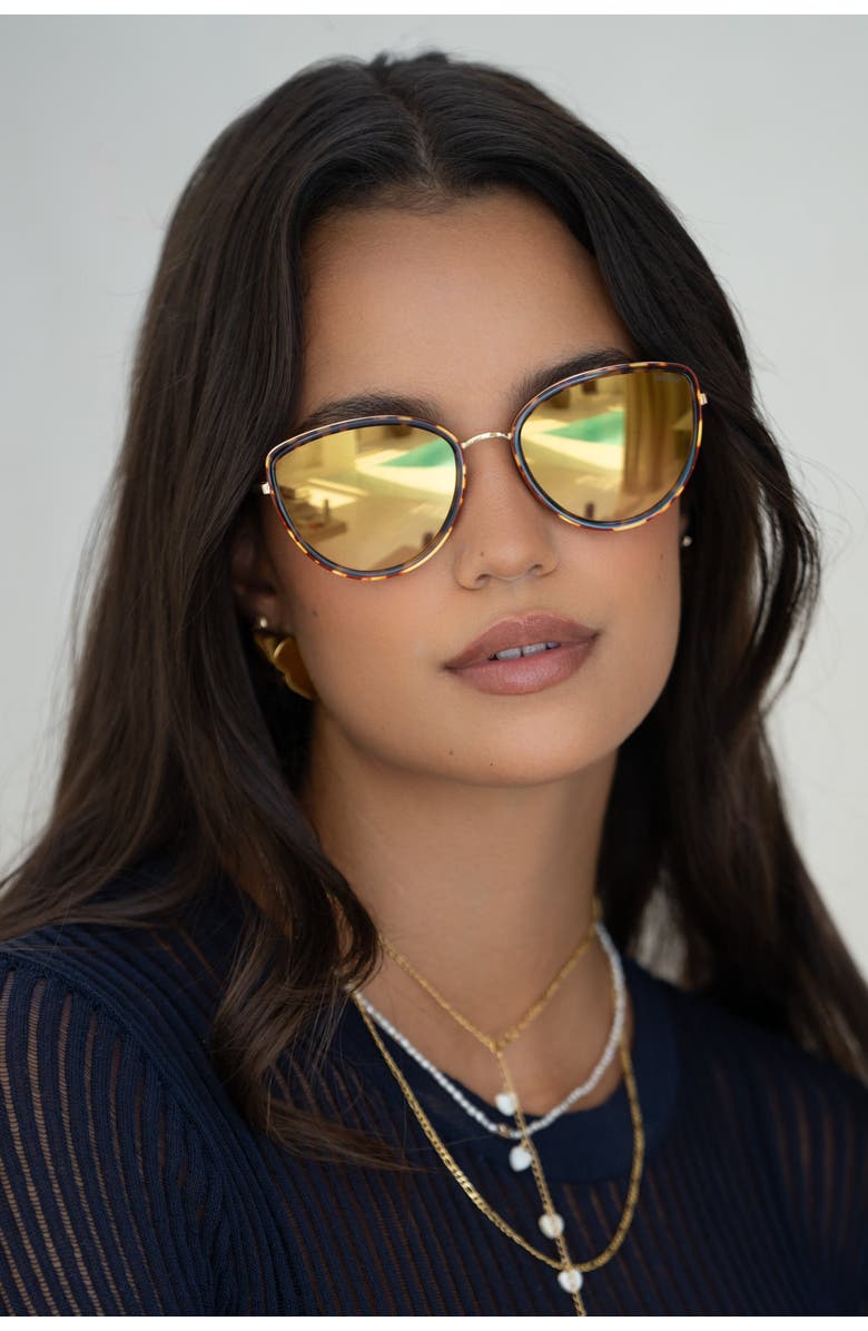 FREYRS Eyewear Luna Cat Eye Sunglasses, Alternate, color, Tortoise / Gold Mirror
