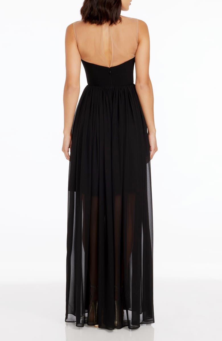 Dress the Population Eleanor Illusion Neck Gown, Alternate, color, Black