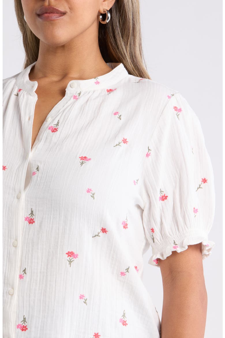 Embroidered Popover Top, Alternate, color, IVORY- PINK TOSSED BLOSSOMS