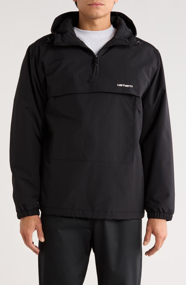 Carhartt Work In Progress Water Repellent Nylon Windbreaker Anorak, Main, color, Black / White