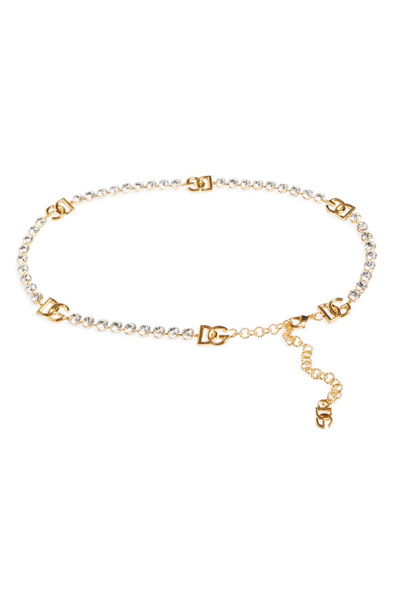 Dolce&Gabbana DG Logo Crystal Chain Belt, Main, color, Gold
