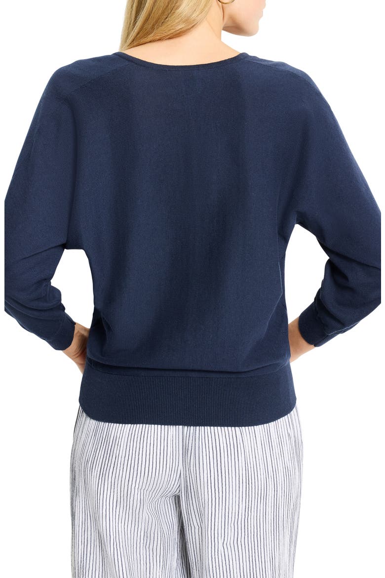 Easy Cotton V-Neck Sweater, Alternate, color, DARK INDIGO