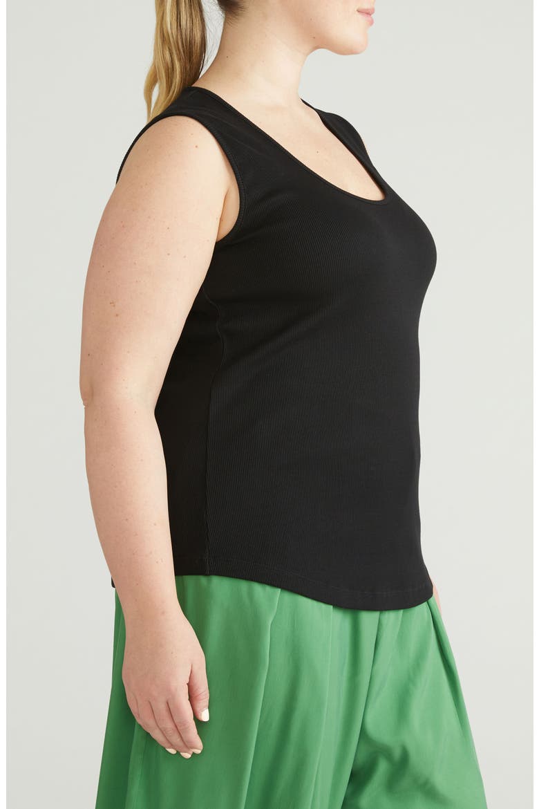 Daisy Ribbed Scoop Neck Tank, Alternate, color, BLACK
