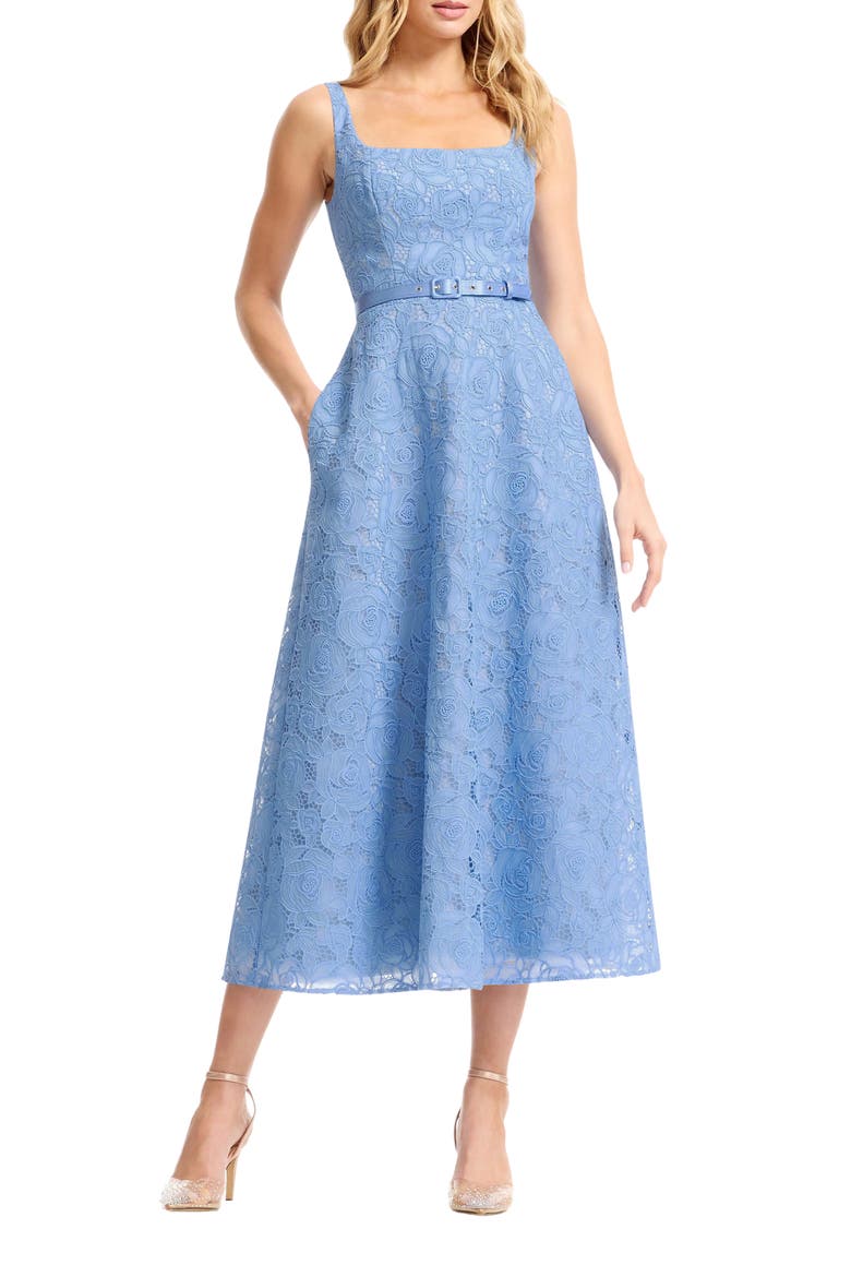 guipure lace midi dress Navy Guipure Lace Midi Dress