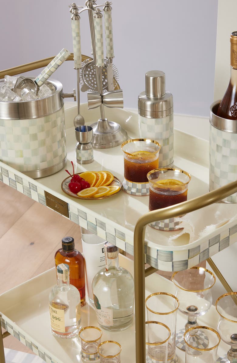 MACKENZIE CHILDS Sterling Check Set of 2 Tumbler Glasses, Alternate, color, Grey