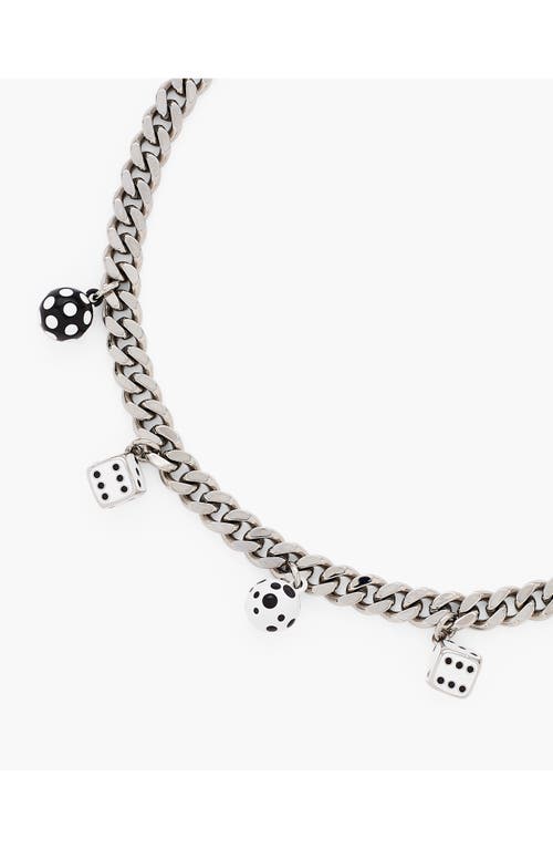 Marc Jacobs Dice Charm Necklace In Gray