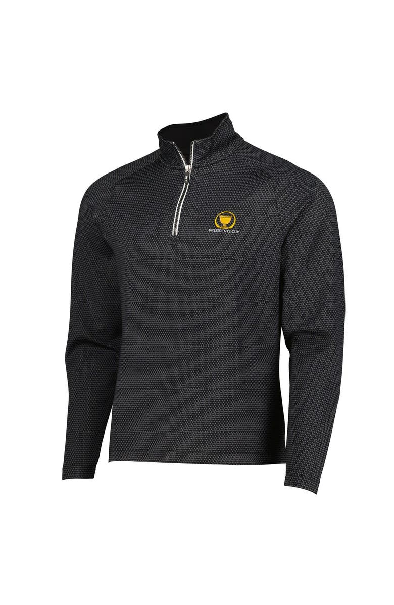 Fairway & Greene Men's Fairway & Greene Black 2024 Presidents Cup Micro Print Quarter-Zip Pullover Jacket, Alternate, color,