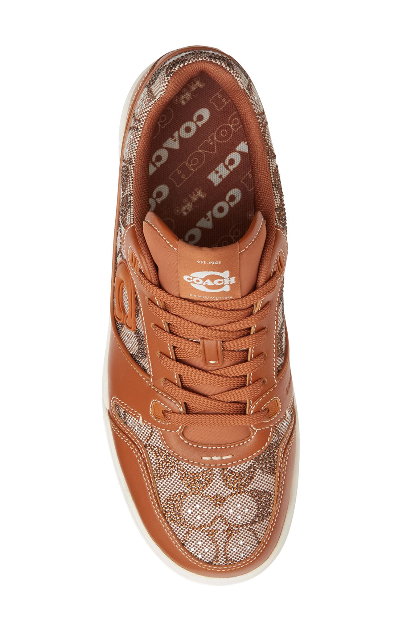 COACH Crystal Signature Jacquard Sneaker, Alternate, color, Cocoa/ Burnished Amber