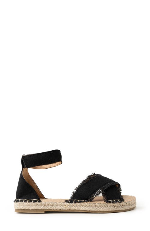 Minnetonka Pemma Ankle Strap Sandal In Black Linen