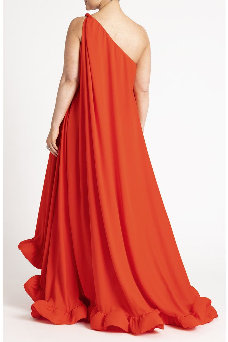 Dramatic One Shoulder Ruffle Gown, Alternate, color, CHERRY TOMATO
