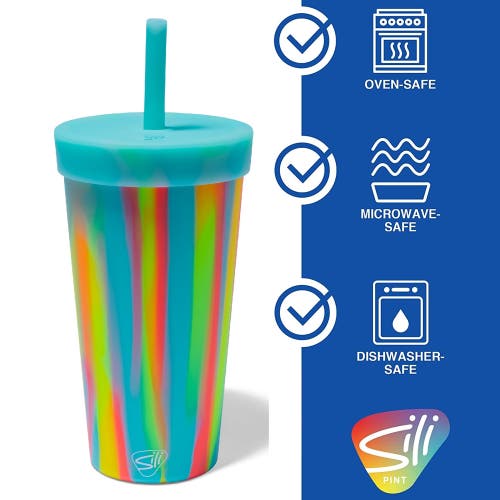 Silipint Silicone 22oz Straw Tumbler Sugar Rush Reusable Unbreakable Cup