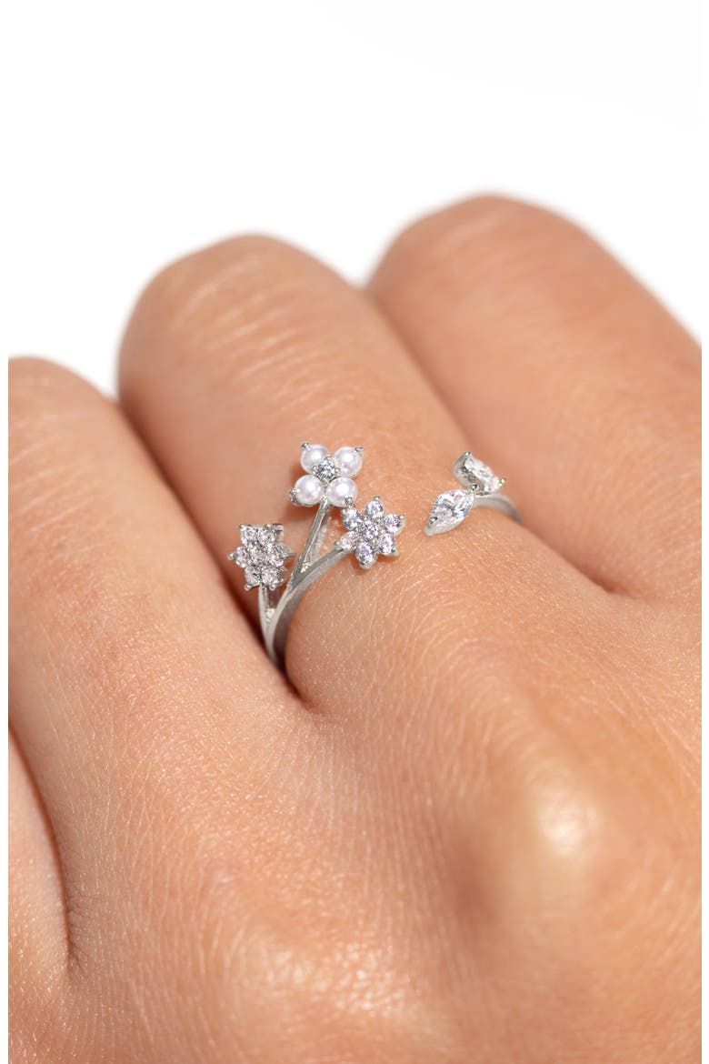 Wispy Adjustable Cubic Zirconia Ring, Alternate, color, SILVER