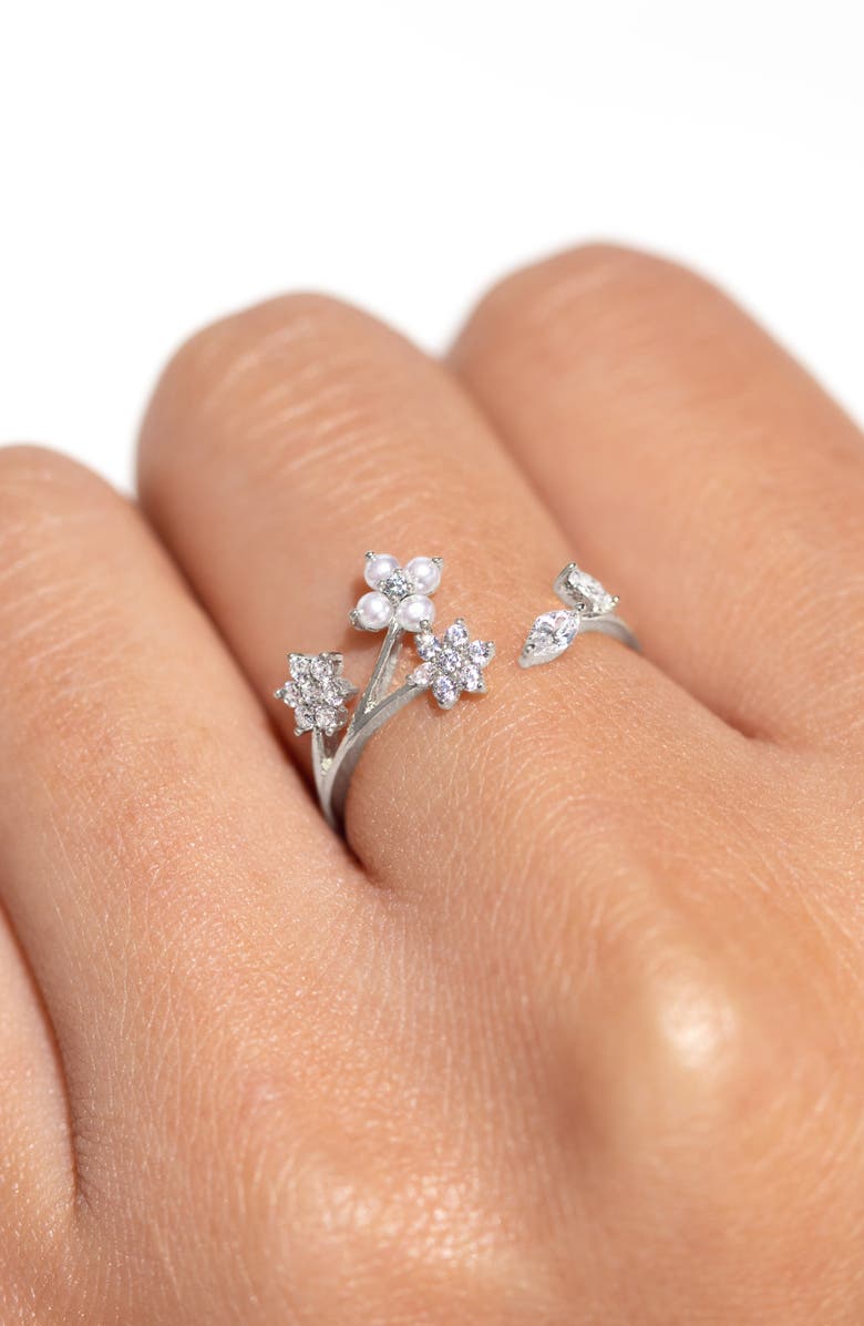 Girls Crew Wispy Adjustable Cubic Zirconia Ring, Alternate, color, Silver