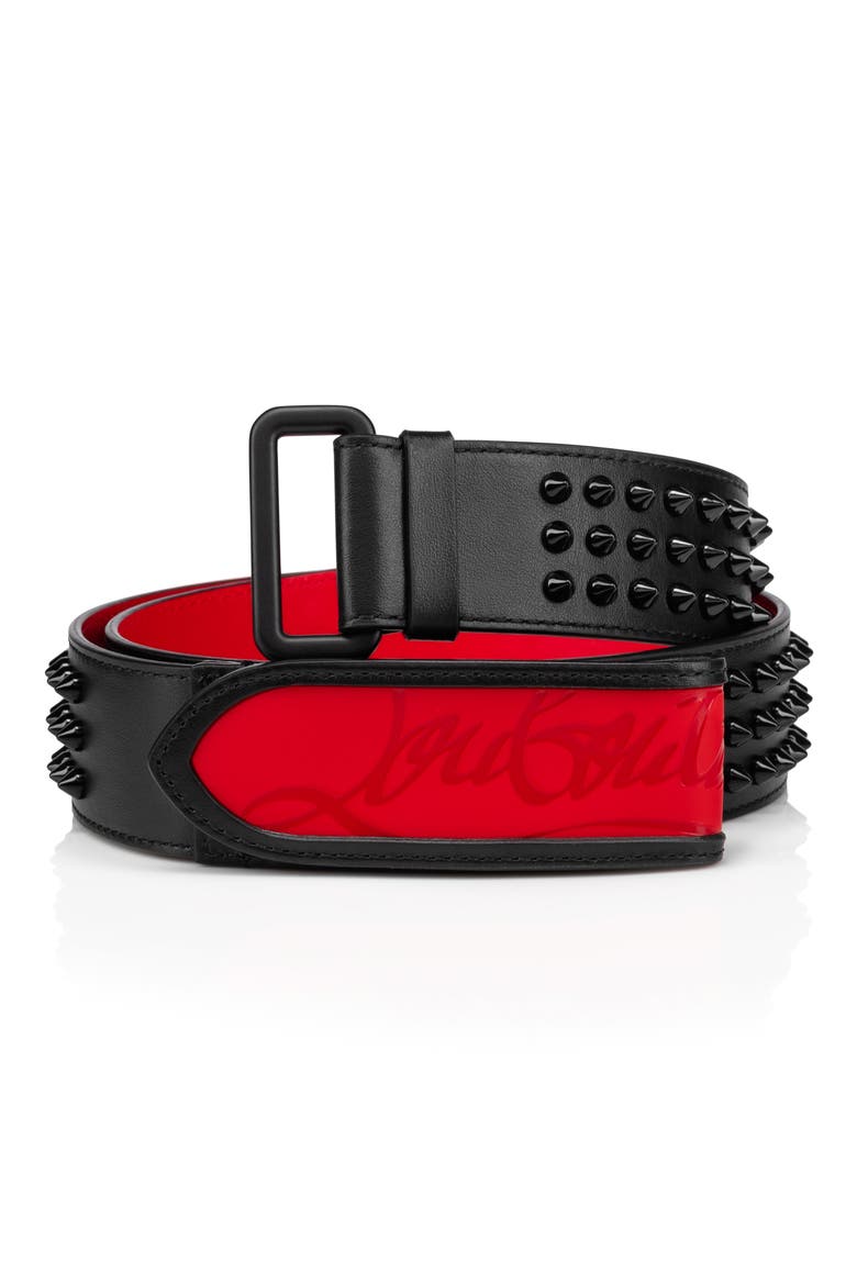 Loubi Spike Belt, Alternate, color, BLACK/ LOUBI/ BLACK