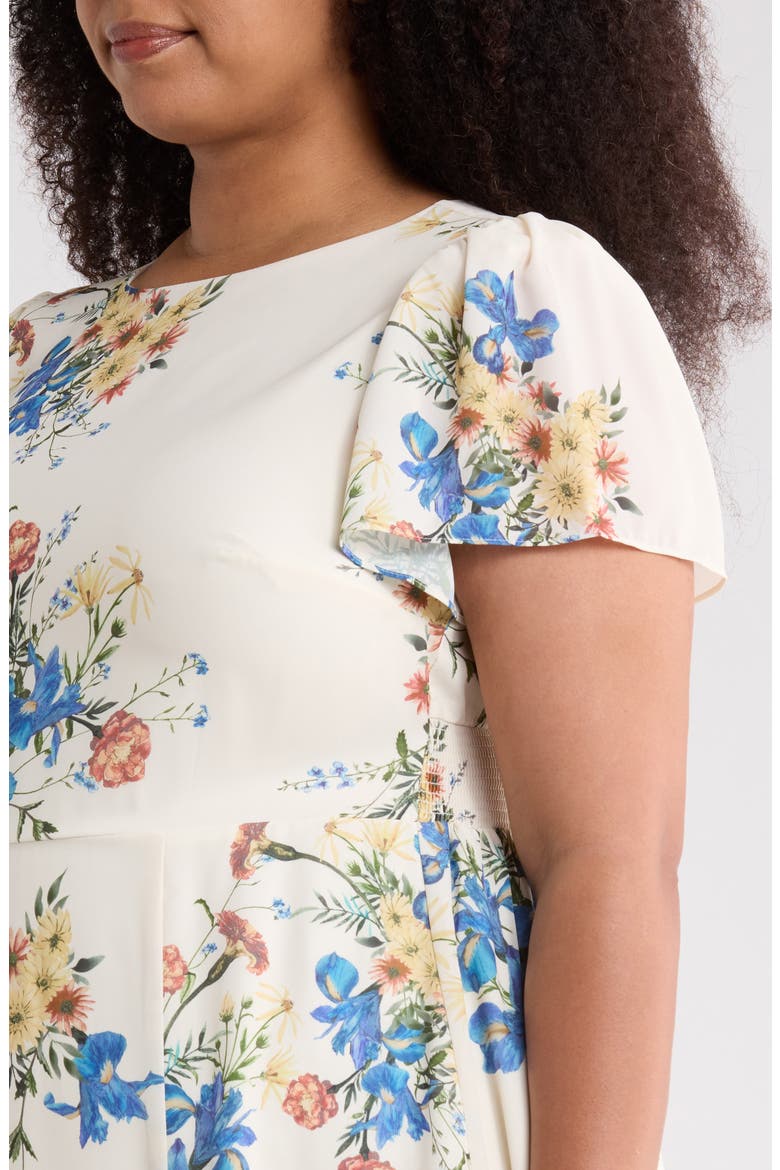 Jacinta Floral Midi Dress, Alternate, color, CREAM-MULTI