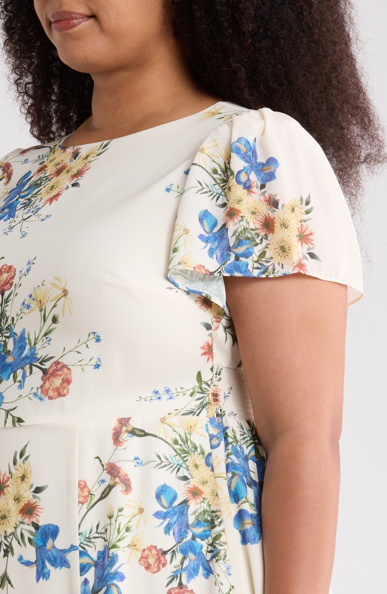 SUGARLIPS Jacinta Floral Midi Dress, Alternate, color, Cream-Multi