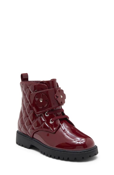 Kids' Brynn Flower Faux Leather Combat Boot