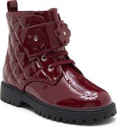 Nordstrom Kids' Brynn Flower Faux Leather Combat Boot
