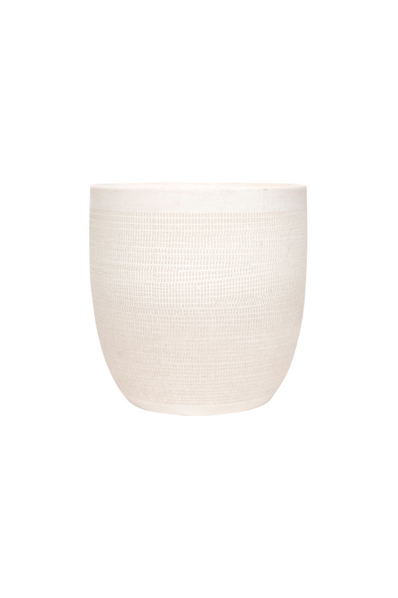 Coastal Embossed Textured Stoneware Planter, Matte White, Main, color, Cream