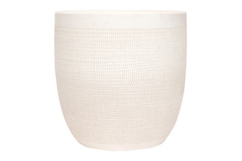 Coastal Embossed Textured Stoneware Planter, Matte White