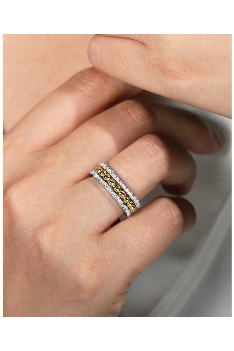 Bujukan Two-Tone 14K Gold & Diamond Wide Band Ring, Alternate, color, TWO TONE