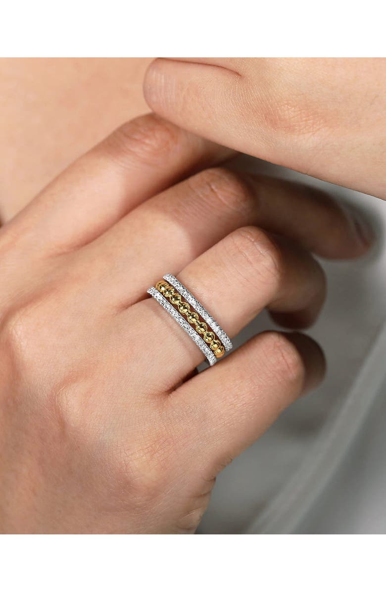 Gabriel & Co. Bujukan Two-Tone 14K Gold & Diamond Wide Band Ring, Alternate, color, Two Tone