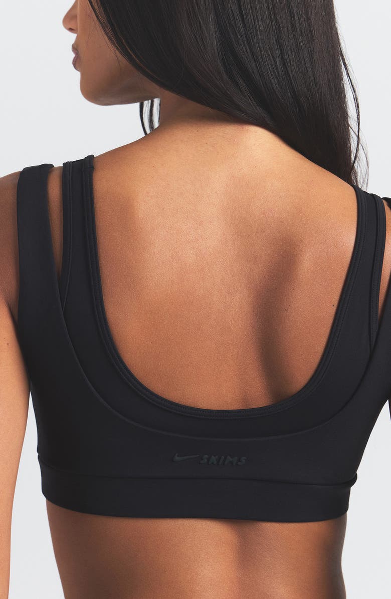 NikeSKIMS Matte Double Strap Scoop Bra, Alternate, color, Obsidian