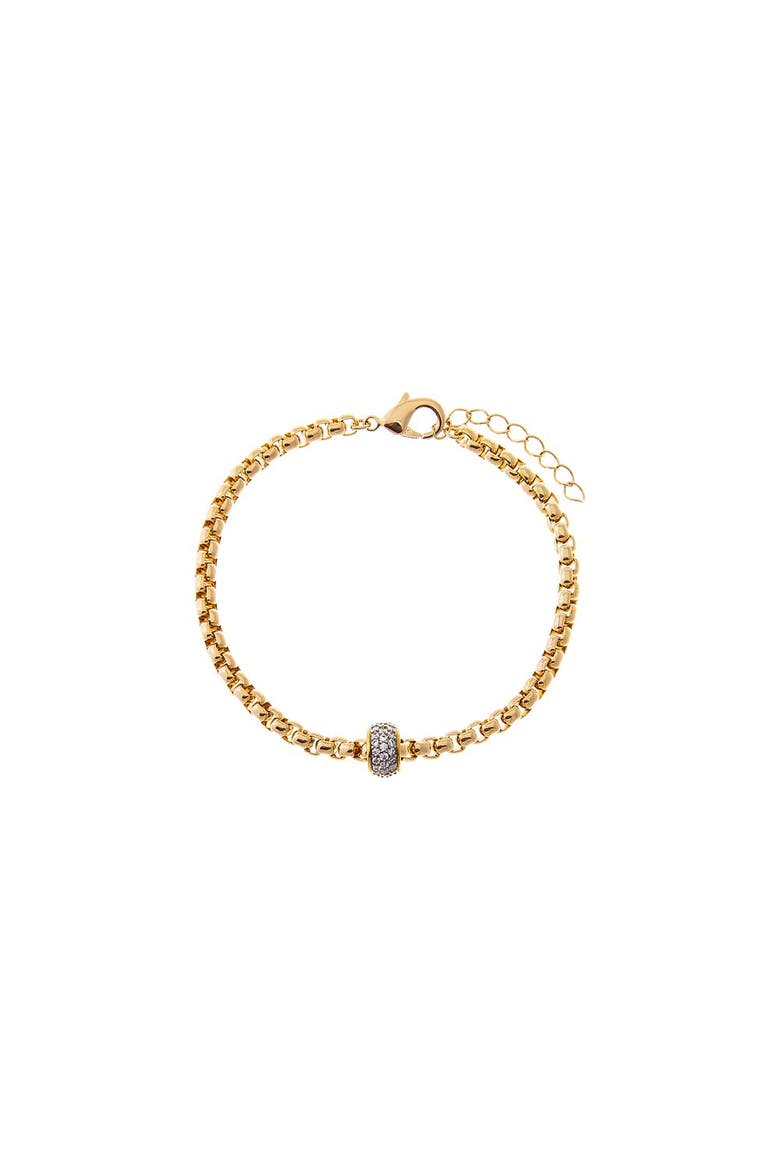 Pave Rondelle Wide Box Link Bracelet, Main, color, Gold