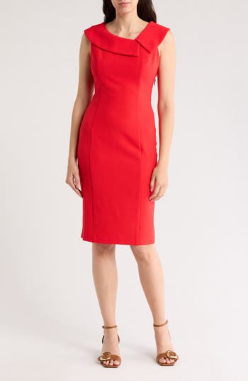 ELIZA J ELIZA J ENVELOPE COLLAR SLEEVELESS SHEATH DRESS