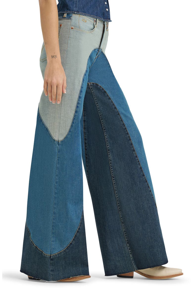 x Lainey Wilson Groovy Raw Hem Wide Leg Jeans, Alternate, color, DENIM