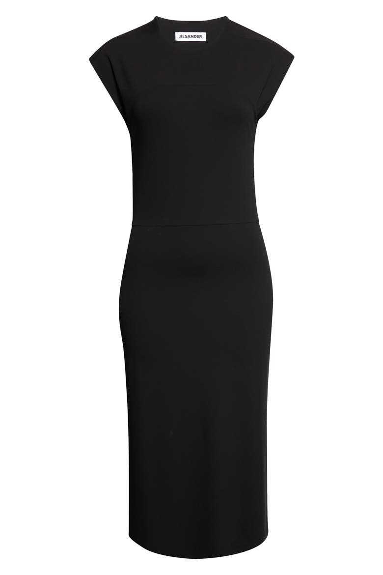 Back Slit Midi Dress, Alternate, color, BLACK
