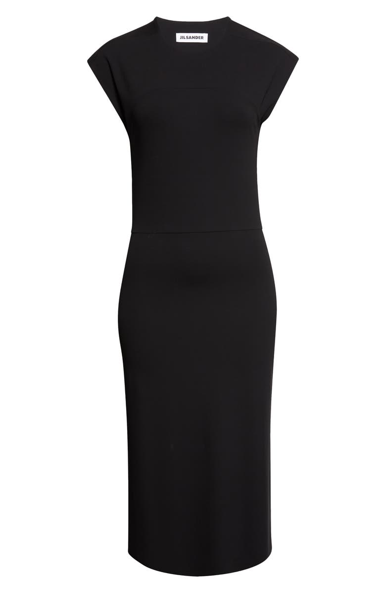 Jil Sander Back Slit Midi Dress, Alternate, color, Black