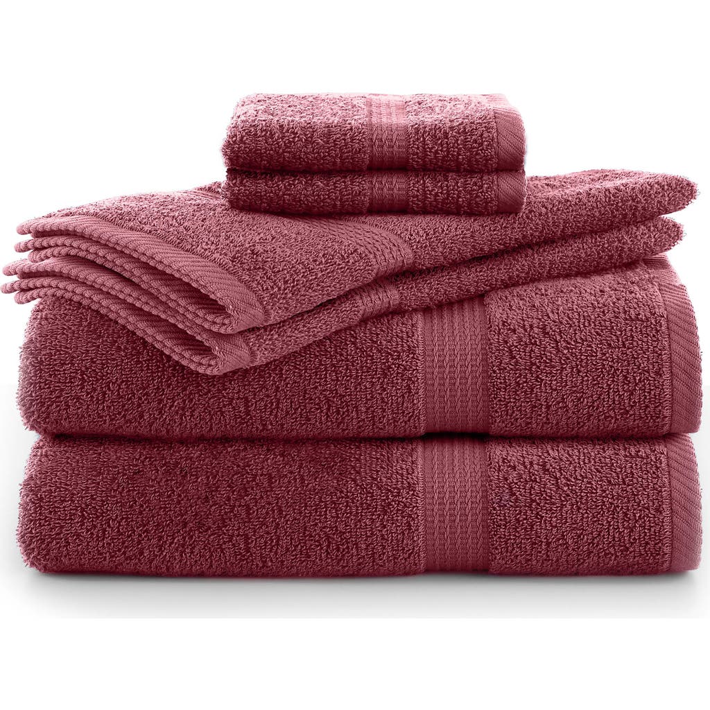 Utica Essentials 6-piece Cotton Bath Towel Set In Soft Red