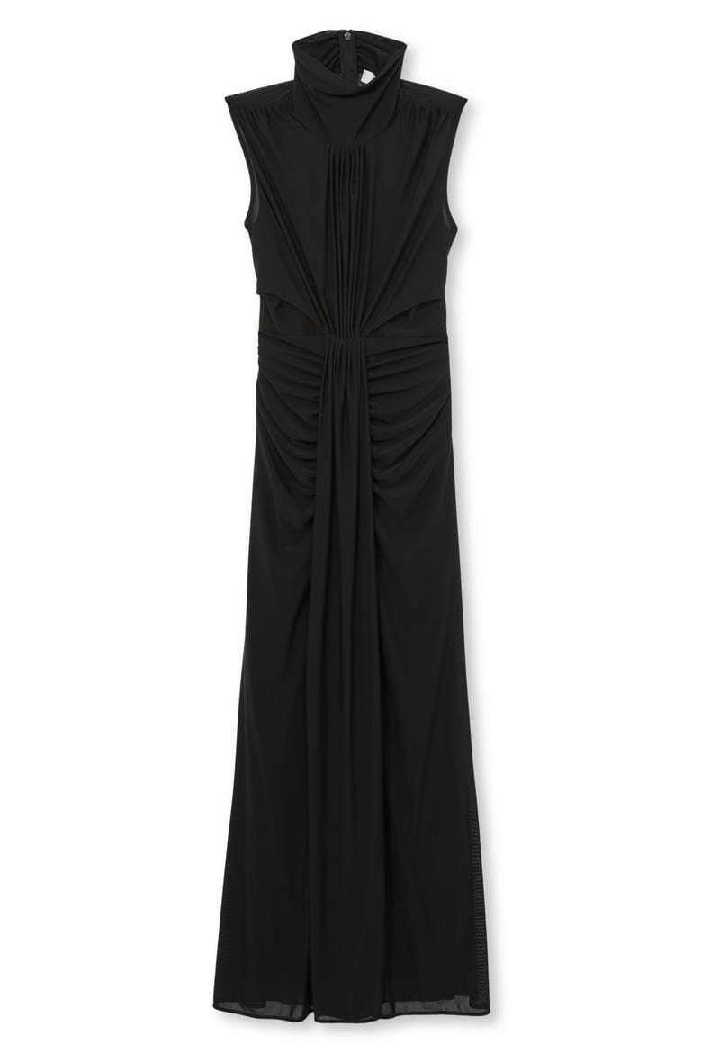 Daniella Drape Detail Sleeveless Gown, Alternate, color, BLACK