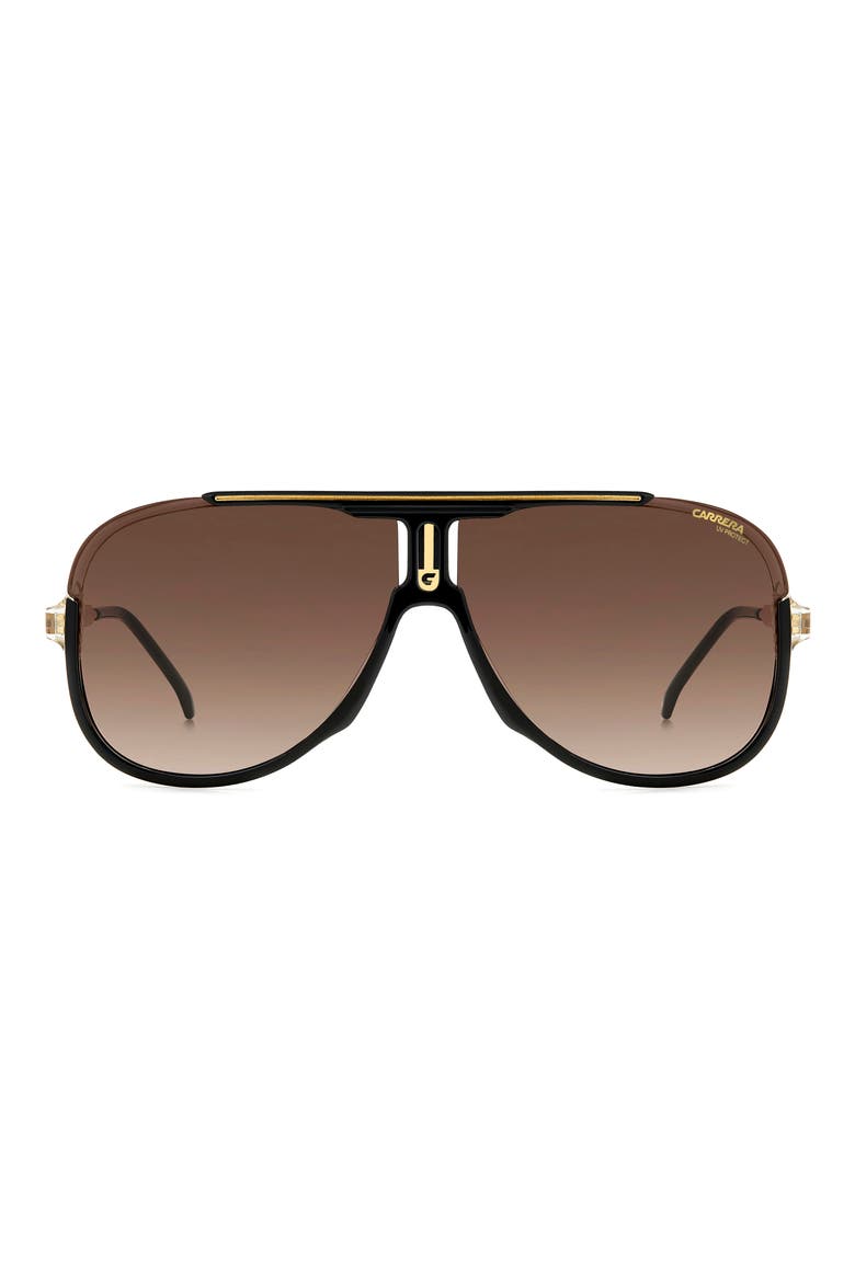 64mm Oversize Aviator Sunglasses, Main, color, BLACK GOLD/ BROWN GRADIENT