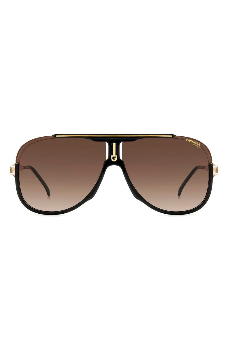 Carrera Eyewear 64mm Oversize Aviator Sunglasses, Main, color, Black Gold/ Brown Gradient