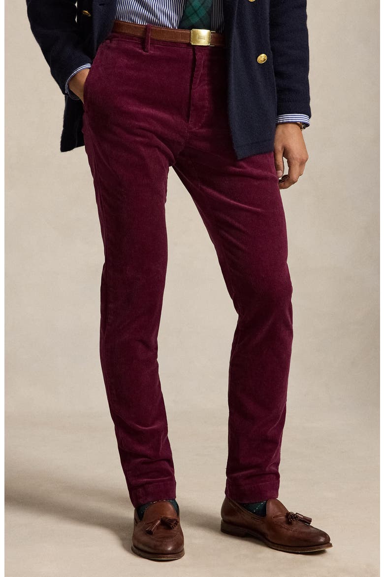 Stretch Corduroy Slim Fit Pants, Alternate, color, RED