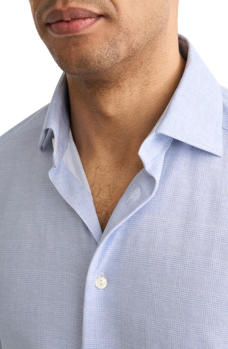 Eton Slim Fit Check Stretch Jersey Dress Shirt, Alternate, color, Light Blue