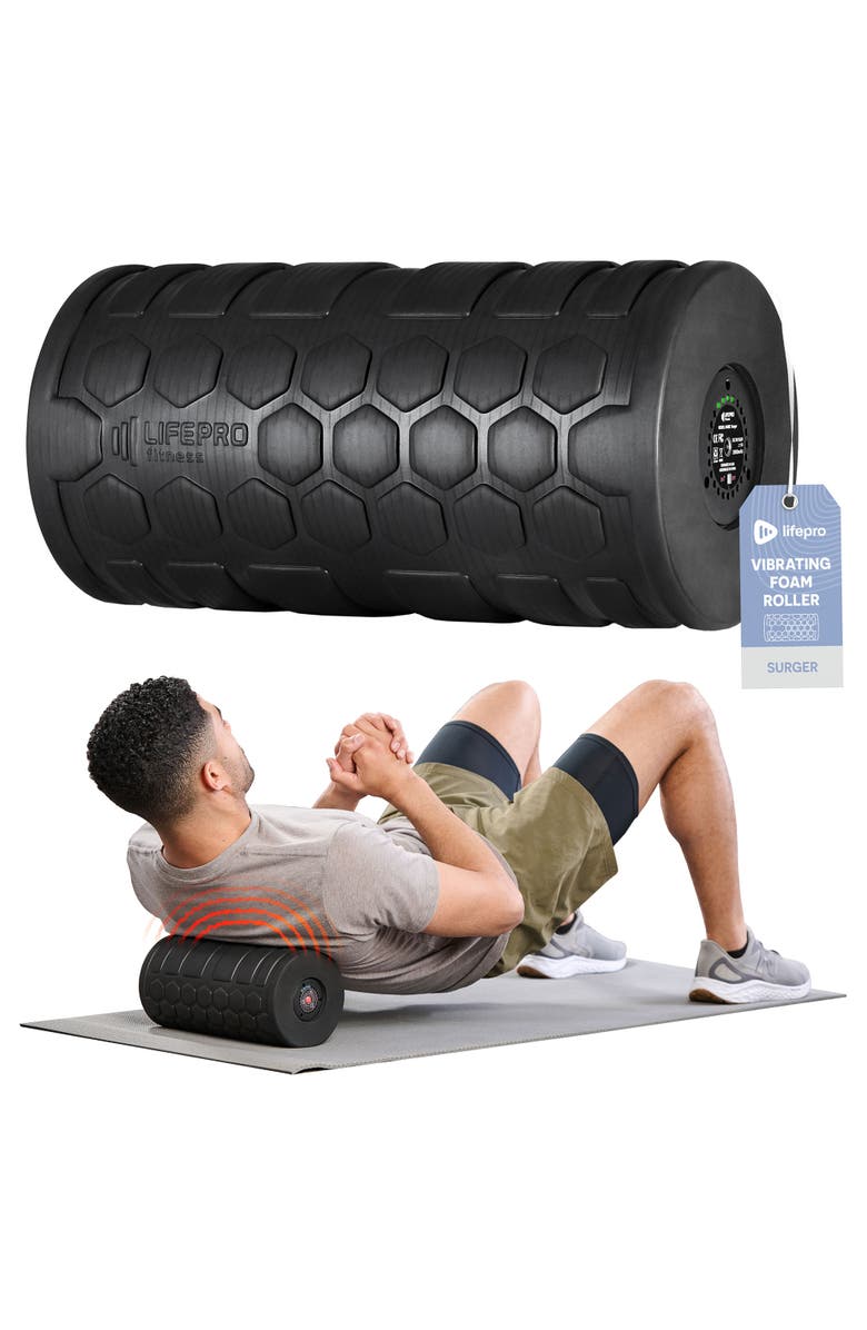 Lifepro Surger Vibrating Foam Roller for Fitness & Mobility  4Speed Foam Roller, Main, color, Black