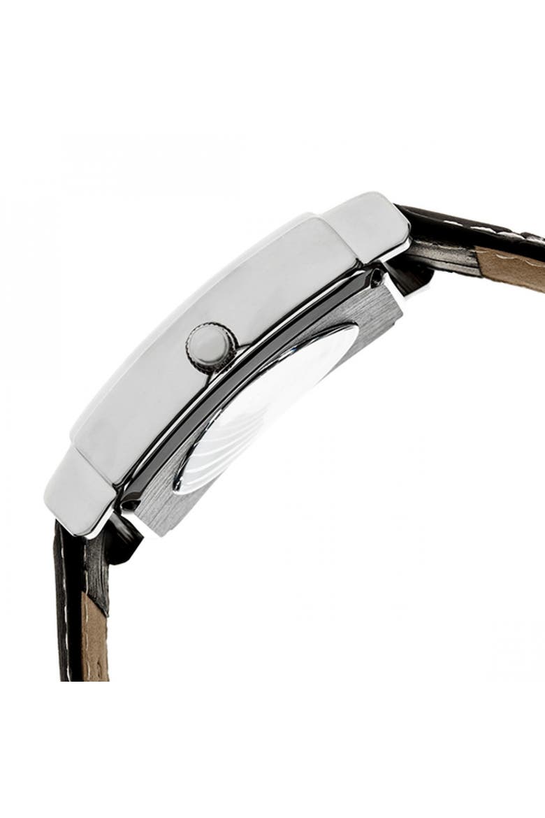 Frederick Leather-Band Watch, Alternate, color, Silver/Black