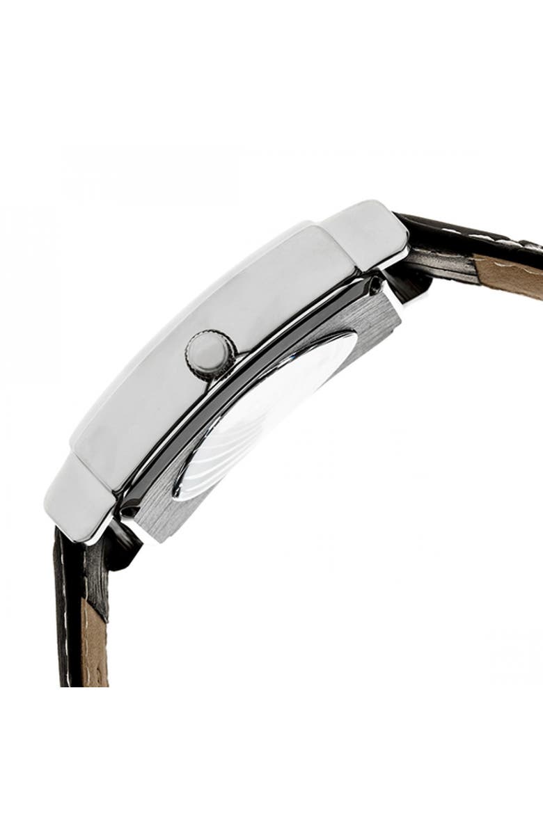 Heritor Automatic Frederick Leather-Band Watch, Alternate, color, Silver/Black