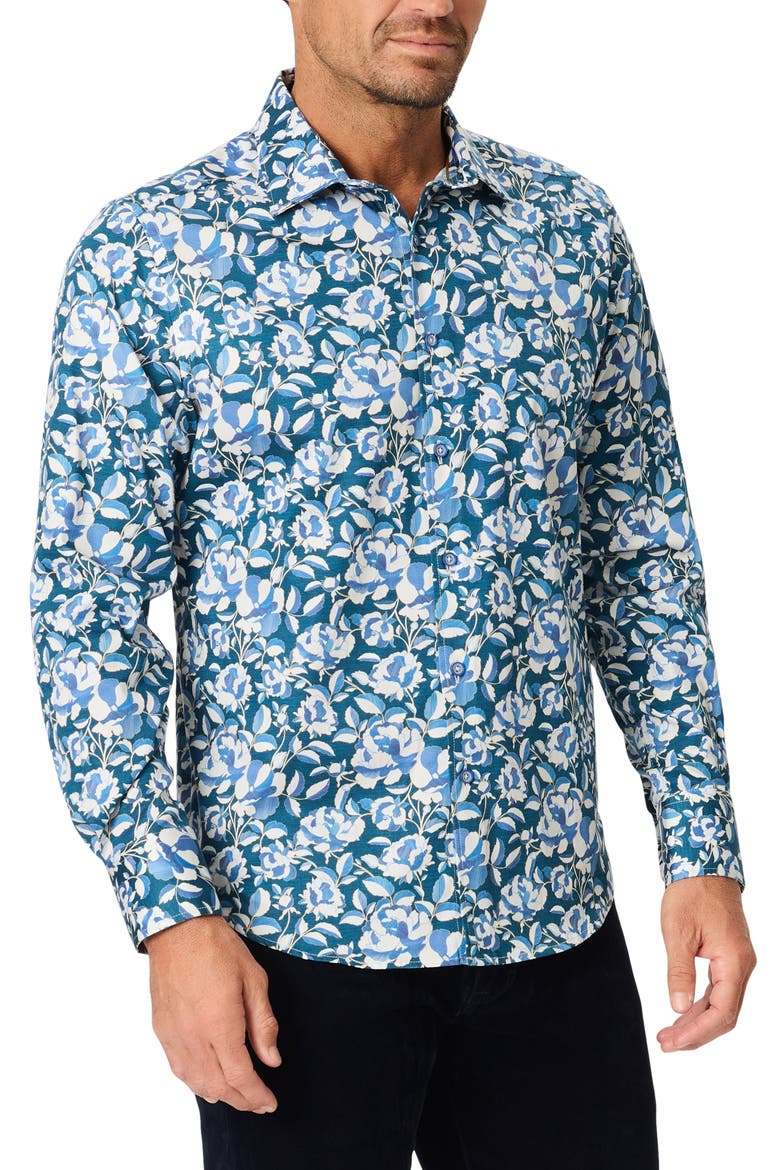 Euclid Long Sleeve Stretch Cotton Shirt, Main, color, MULTI