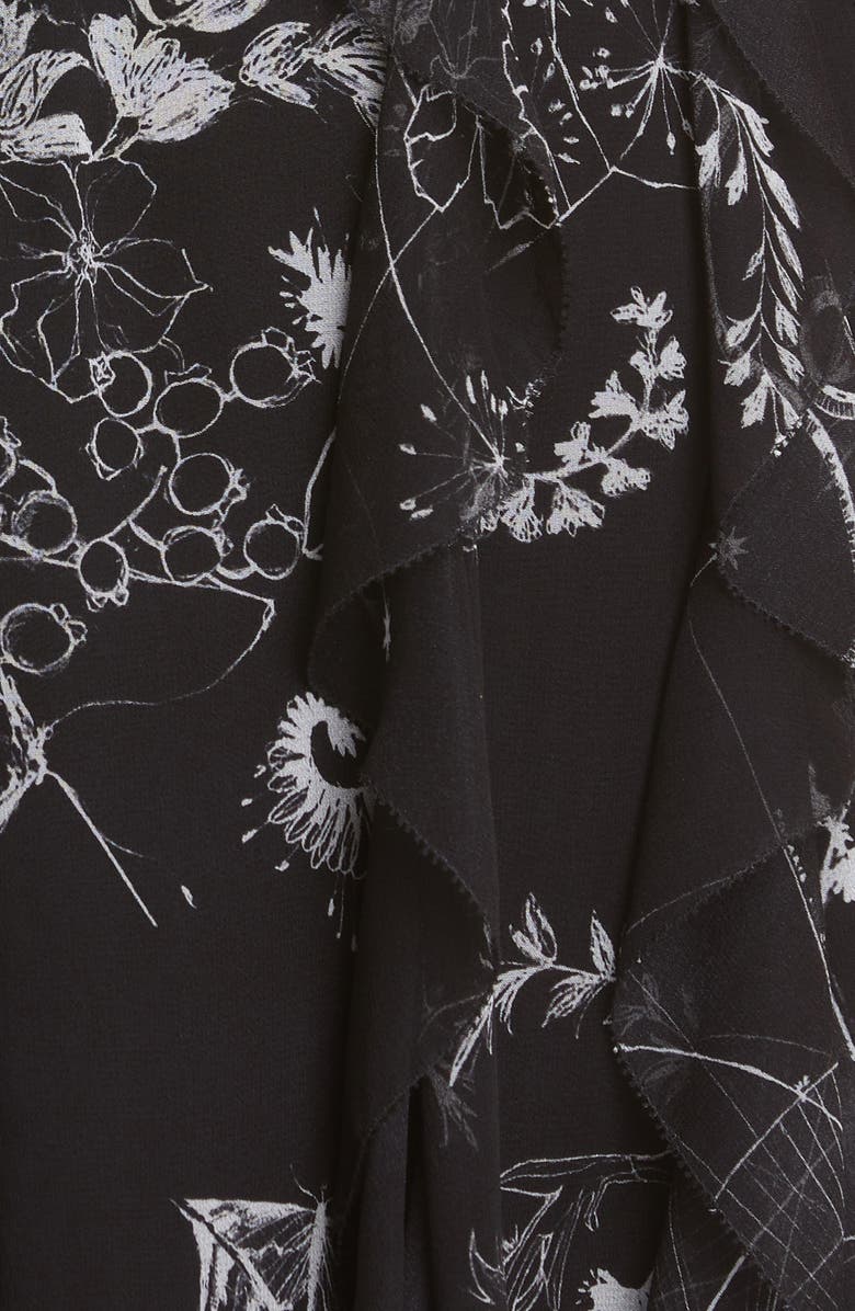 Jason Wu Collection Floral Cape Sleeve Silk Chiffon Dress, Alternate, color, 