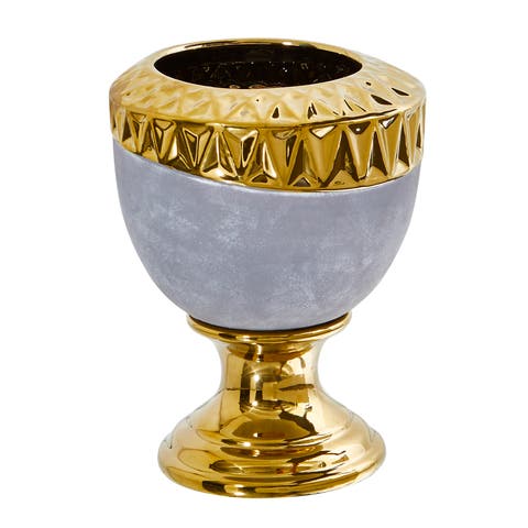 9.25-in Regal Stone Urn with Gold Accents