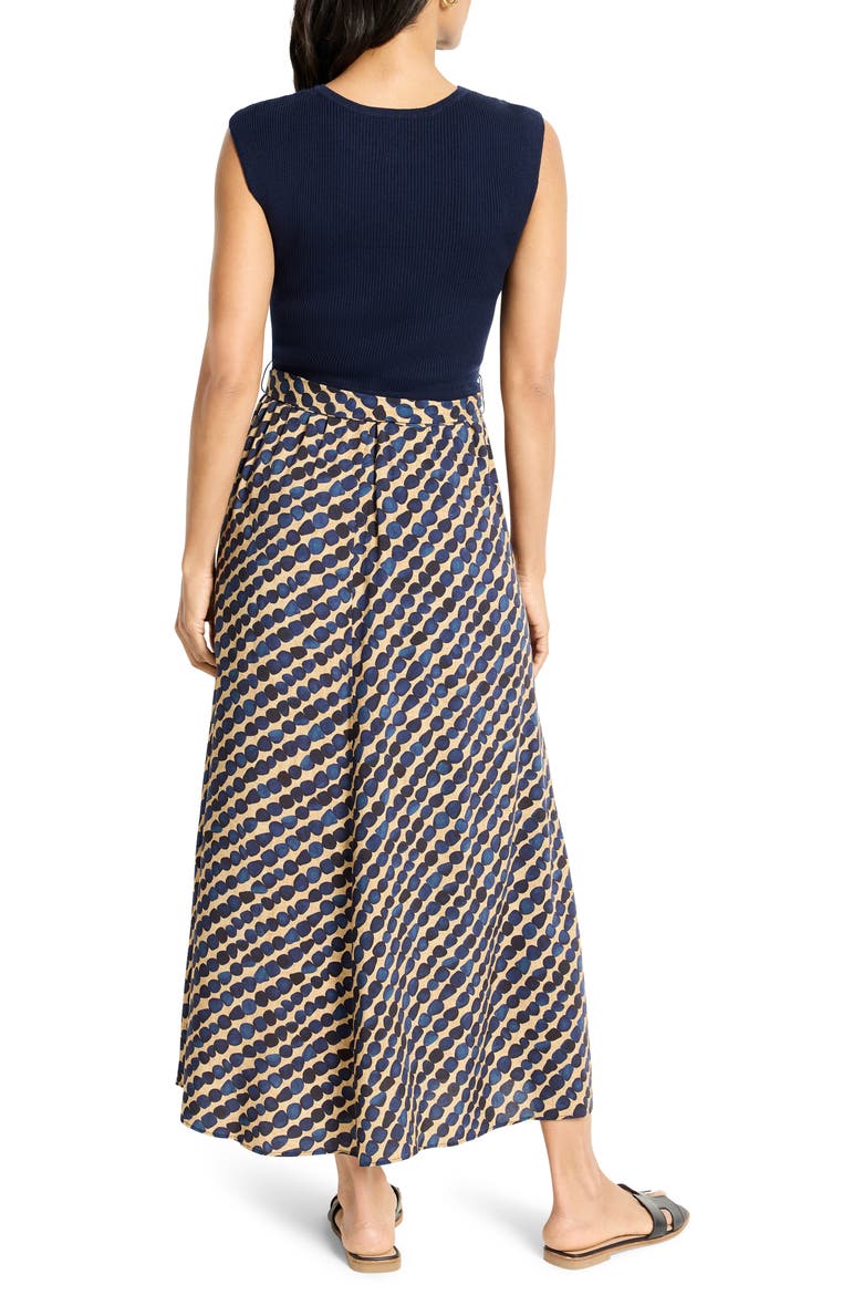 Pebble Dream Mixed Media Cotton Blend Dress, Alternate, color, INDIGO MULTI
