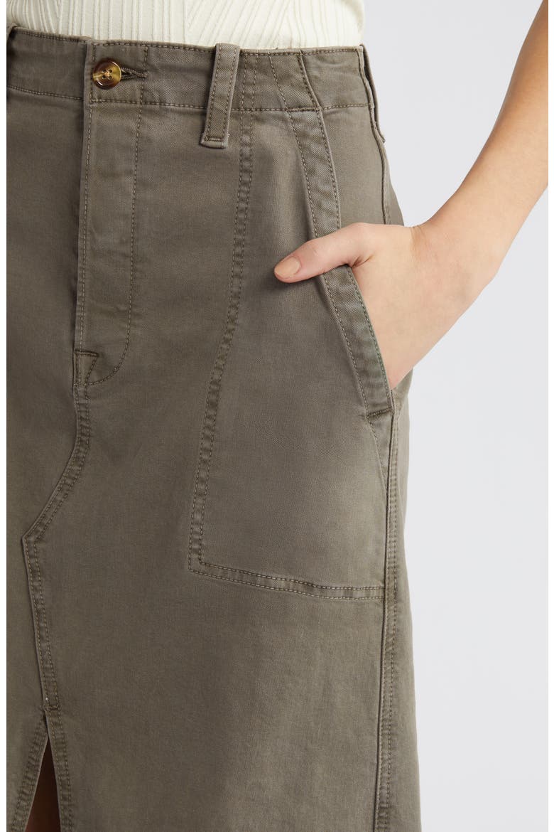 The Sadie High Waist Utility Denim Maxi Skirt, Alternate, color, KALAMATA
