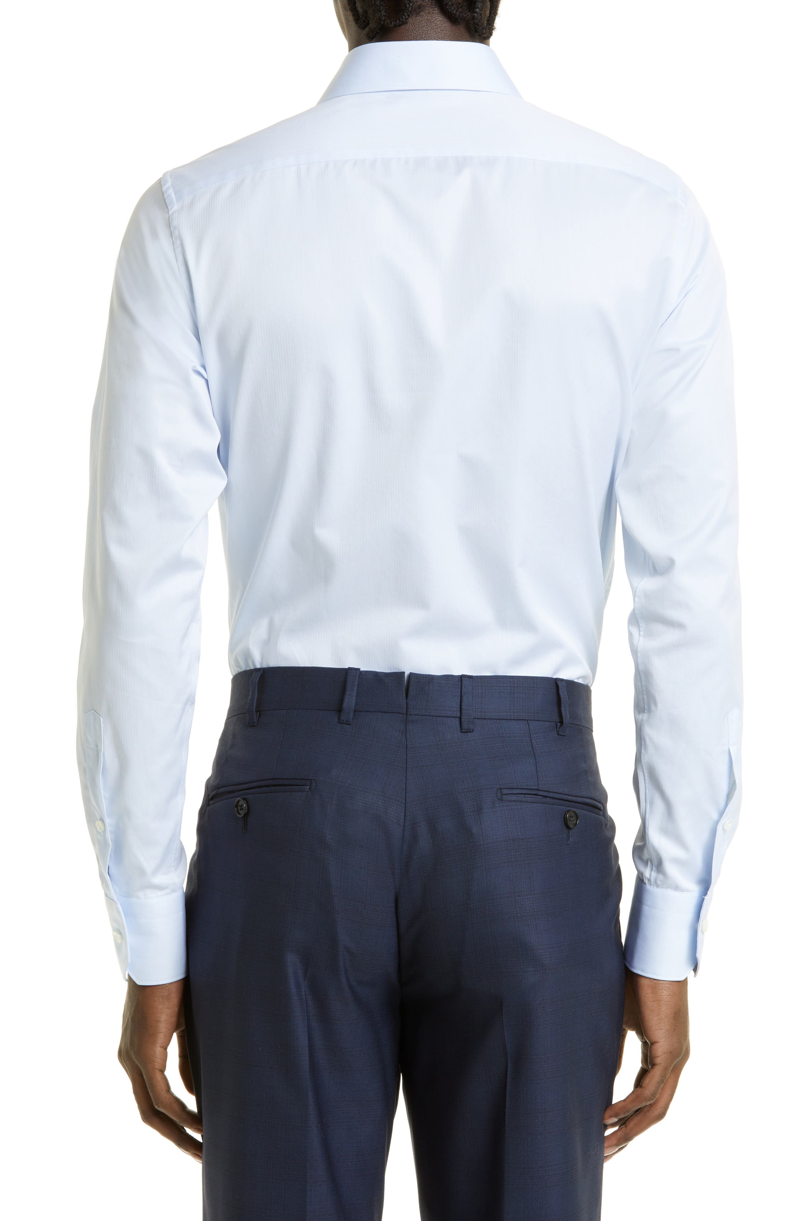 Microstripe Trecapi Cotton Button-Up Shirt - image 4